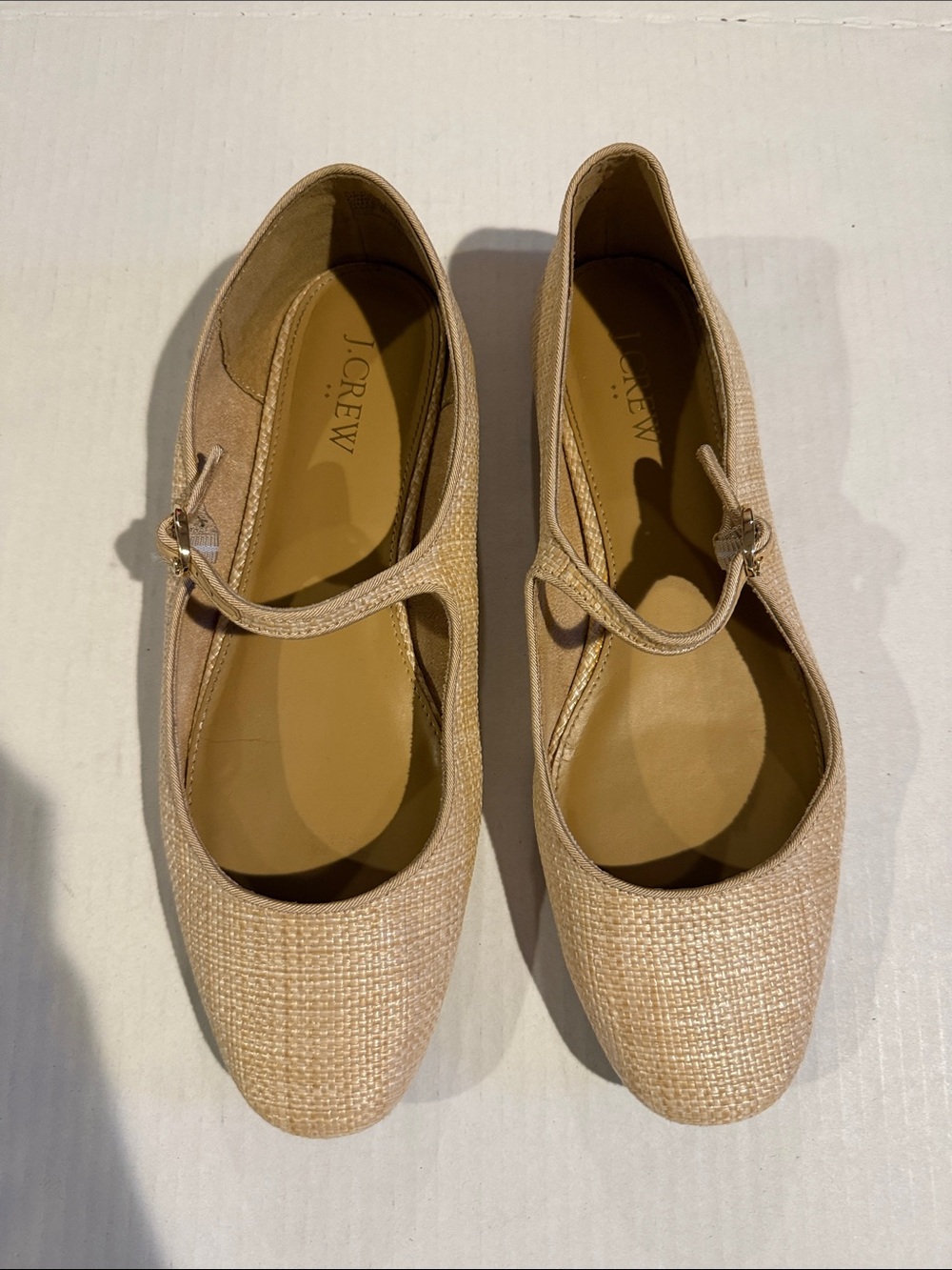 J. Crew Beige Woven Mary Jane Flats